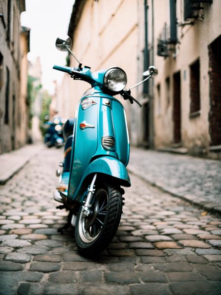 00450-3232396136-vintage scooters, masterpieces, classic design, blue scooter focus, shallow depth field, analog photography, warm color palette,.png